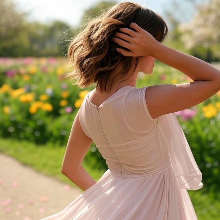 Elegant woman in white dress in garden setting - professional high class escort service amsterdam den haag rotterdam